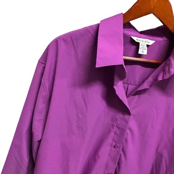 Athleta Jazzy Purple Button Down Shirt With Zipper Pocket  Women’s Size XL - Picture 8 of 14